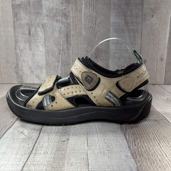 FootJoy FJ GreenJoy Men's Leather Golf Sandals Spikes Tan Beige Size 7M 48786 - Picture 6 of 13